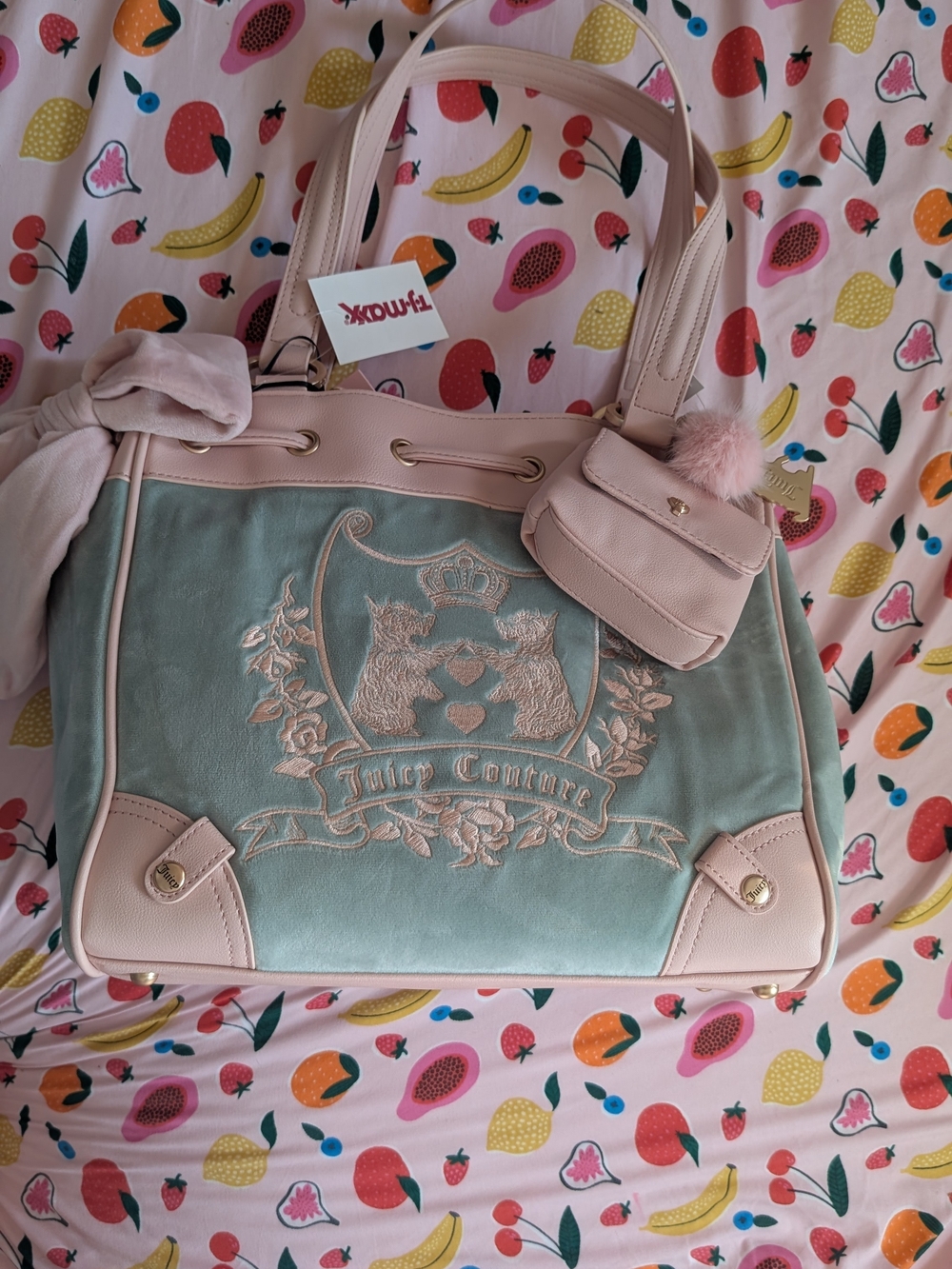 Juicy Couture Mint and Pale Pink Daydreamer with Embroidered Crest